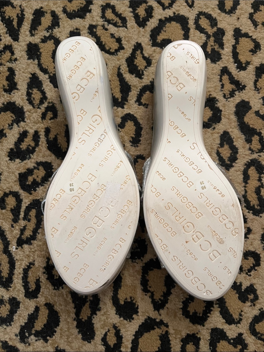 BCBGirls Metallic Silver Crisscross Slide Mules - Picture 3 of 4